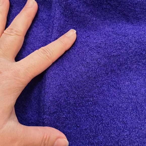 NWT Lisa Int. Women (L) Blue Boiled Wool Vest w/Faux Fur Collar-HAS ISSUES - Picture 5 of 16